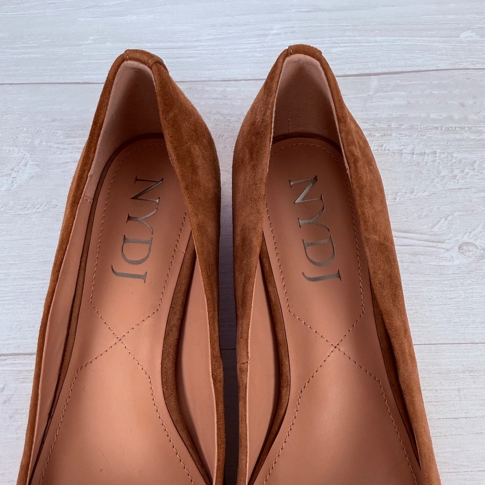 NYDJ Teddie Suede Block Heel Pumps Women 7.5 Brown Leather Square Toe Minimalist - Picture 11 of 14